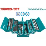 Trusă de scule TOTAL 108 piese, în cutie metalică, set industrial complet
