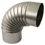 Cot pentru burlan (dymovod) inox 105 mm, 90°, pentru racordare la sobă/șemineu