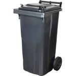 Pubelă Europlast 120L din HDPE neagră, cu roți pentru deșeuri