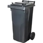 Pubelă Europlast 120L din HDPE neagră, cu roți pentru deșeuri