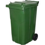 Pubelă Europlast 240L verde din plastic rezistent, cu capac și roți
