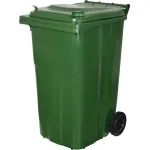 Pubelă Europlast 240L verde din plastic rezistent, cu capac și roți