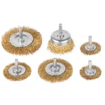 Set 6 perii de sarma ondulata cu tija pentru bormasina/polizor