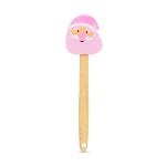 Spatulă din silicon cu Moș Crăciun, mâner din lemn, 29 x 7,6 cm