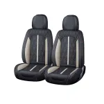 Huse scaune auto premium Carguard Deluxe 5 locuri, piele eco perforata negru-alb