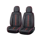 Set huse auto Carguard Deluxe 5 locuri, piele ecologică perforată negru-roșu
