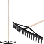 Grebla pentru frunze si iarba Longbow, 18 dinti, cu coada din lemn