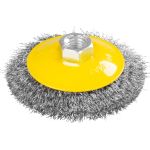 Perie cupă din sârmă ondulată Strend Pro 100 mm, prindere M14, oțel 0,3 mm