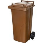 Pubelă Europlast 120 L din HDPE, maro 8014, cu roți și capac