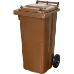 Pubelă Europlast 120 L din HDPE, maro 8014, cu roți și capac