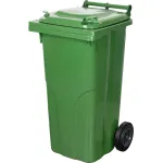 Pubelă Europlast 120L din HDPE, verde, cu roți pentru colectarea deșeurilor