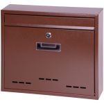 Cutie poștală metalică FLATBLOCK maro, 31x36x9 cm, cu cheie
