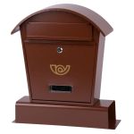 Cutie poștală metalică Lambert A maro, cu tub pentru ziare și pliante