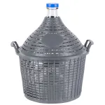 Damigeană din sticlă 15 L cu coș de protecție și dop, pentru vin și distilate