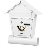 Cutie poștală Nestor albă din metal cu tub pentru ziare, 37x10x44 cm