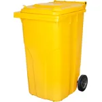 Pubelă Europlast 240 L din plastic HDPE, galbenă, cu roți și capac