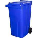 Pubelă Europlast 240L din plastic HDPE, albastră, cu roți și capac