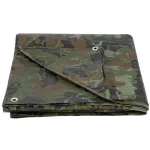 Prelată camuflaj khaki 10x15 m, 80 g/m², impermeabilă, cu ocheți