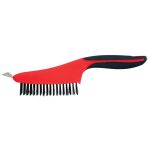 Perie de sârmă Strend Pro ComfortGrip, 3 rânduri, cu racletă, 355 mm