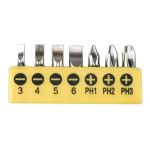Set biți Strend Pro YF40516, 7 piese S2 (plat 3-6 mm, PH1-PH3)