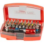 Set biți Strend Pro 32 piese, 25 mm, oțel S2, cu suport și adaptor