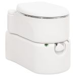 Toaletă de camping integrată, alb, 24+17 L HDPE și oțel       GartenMobel Dekor