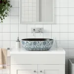 Lavoar de blat, negru și albastru, 47x33x13 cm, ceramică, oval GartenMobel Dekor