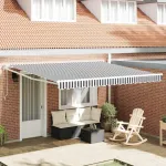 Copertină retractabilă antracit/alb, 4x3 m, textil/aluminiu GartenMobel Dekor