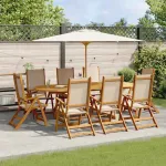 Set mobilier de grădină, 9 piese, lemn masiv acacia/textilenă GartenMobel Dekor