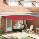 Cortina Retractabilă Manual Roșu 450 × 300 cm Poliester și oțel GartenMobel Dekor