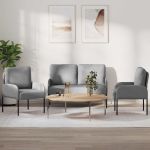 Seturi de canapele 3 pcs Gri deschis 115 x 56 x 80 cm placaj GartenMobel Dekor