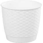 Kvetináč RATOLLA Round 190, biely, s podložkou