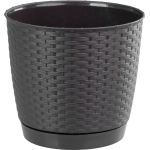 Kvetináč RATOLLA Round 250, tmavohnedý, s podložkou