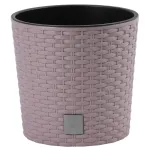 Ghiveci cu inserție Prosperplast Rato Round 200, mocca, aspect ratan