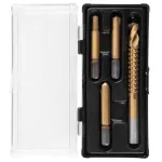 Set extractoare pentru șuruburi rupte cu burghiu frezor Strend Pro SES41, 4 piese, 8 mm, HSS
