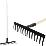 Grebla de grădină Strend Pro Premium R-606, 14 dinți forjați, coadă din lemn