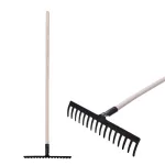 Grebla de grădină Strend Pro Premium R-606, 16 dinți, oțel forjat, coadă lemn