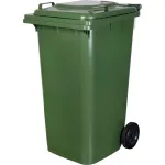 Pubelă pentru gunoi ICS GB4 240 L, verde, cu roți, din plastic rezistent
