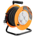 Prelungitor pe tambur Strend Pro CR038, 20 m, 4 prize, IP44, cablu cauciucat