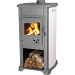 Soba din teracota Bella Thalia bej 5,4 kW, fonta si samota, 102 cm