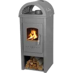 Soba pe lemne Thalia Nera Plus 5,4 kW, otel si samota, 98 cm