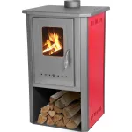 Sobă pe lemne Thalia Pella roșie, 5,4 kW, randament 81,4%, 85 cm
