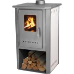 Sobă pe lemne Thalia Pella bej 5,4 kW, randament 81,4%, 85 cm