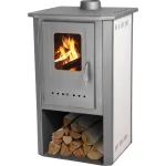 Sobă pe lemne Thalia Pella bej 5,4 kW, randament 81,4%, 85 cm