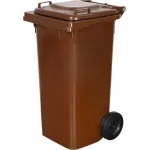 Pubelă pentru gunoi ICS GB2, 120 L, maro, cu roți pentru deșeuri