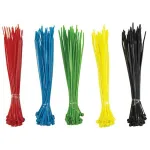 Set coliere de plastic 150x2,5 mm, 200 buc, multicolor pentru cabluri