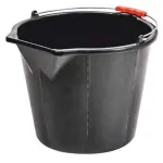 Găleată de construcții ReCycled Strong 15 L, cu cioc, plastic extra rezistent, neagră