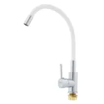 Baterie de bucătărie Fleko FZXI-CW451 albă cu pipă flexibilă și monocomandă