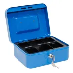 Casetă metalică pentru bani cu cheie Strend Pro, 200x160x90 mm, albastră