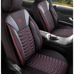 Set Huse Scaune Auto Panda Paris, Negru cu cusatura rosie, 11 piese Automobile ProTravel